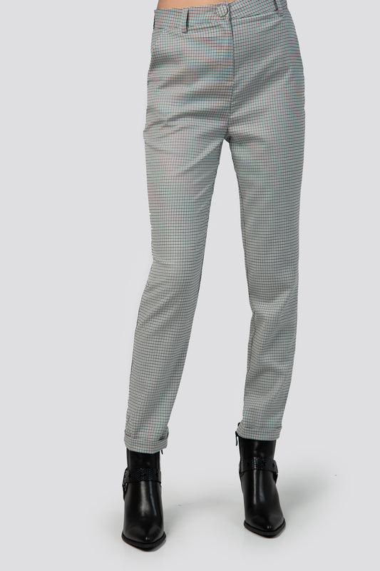 Pantalon AZURI à carreaux - gris clair