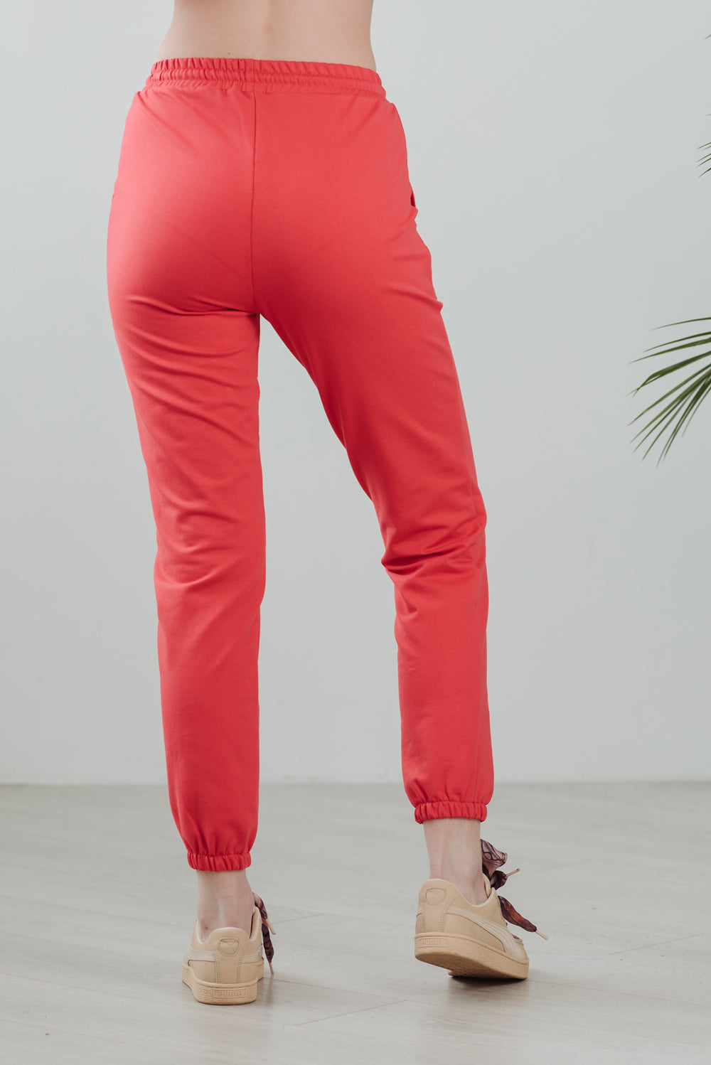 AZURI Pantalon taille haute décontracté couleur corail Jogging Femme
